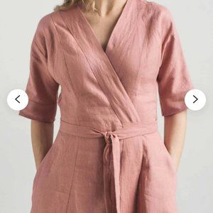 Etsy Linen wrap dress size 16